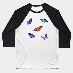 Purple Rainbow Butterflies Sticker Pack Baseball T-Shirt